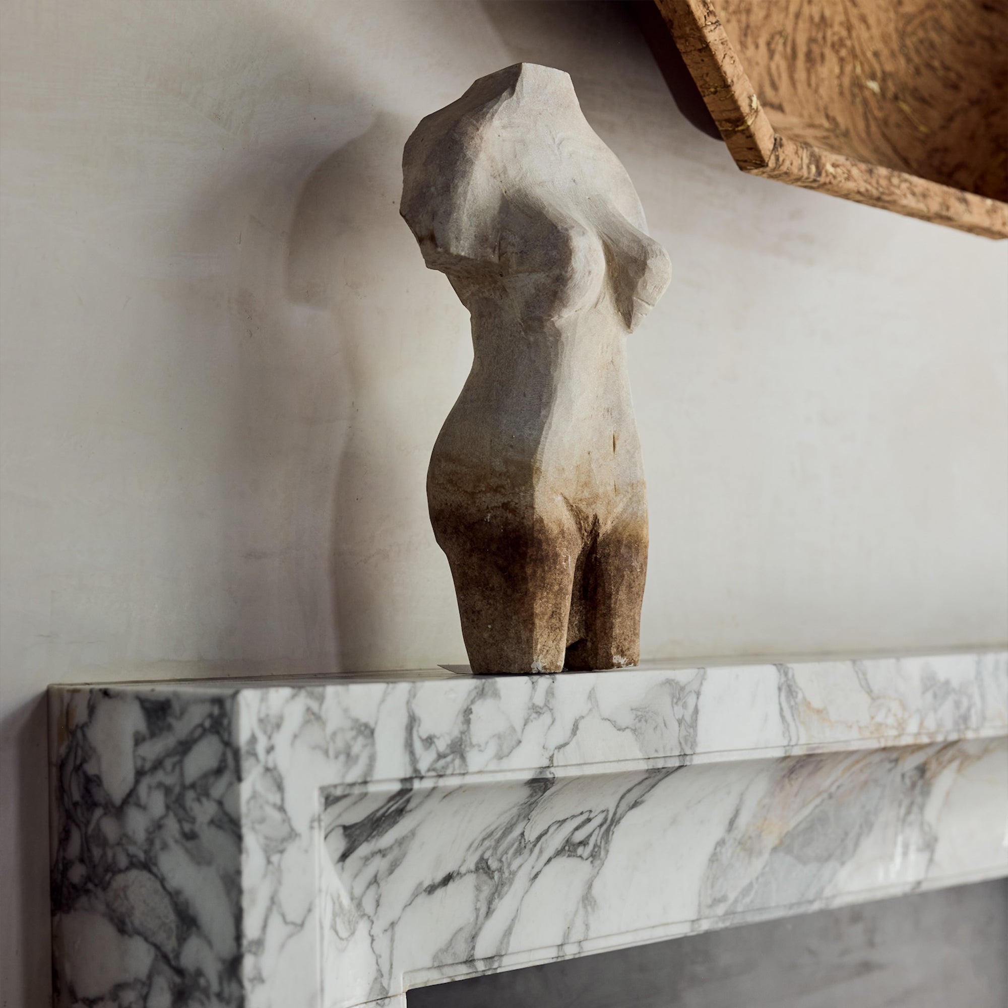 Hand-Carved Female Torso Stone Sculpture