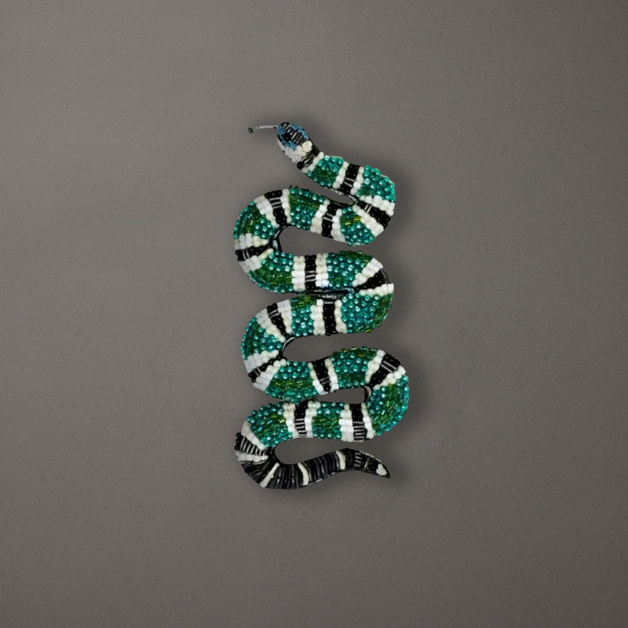 Green Banded Snake Brooch Pin