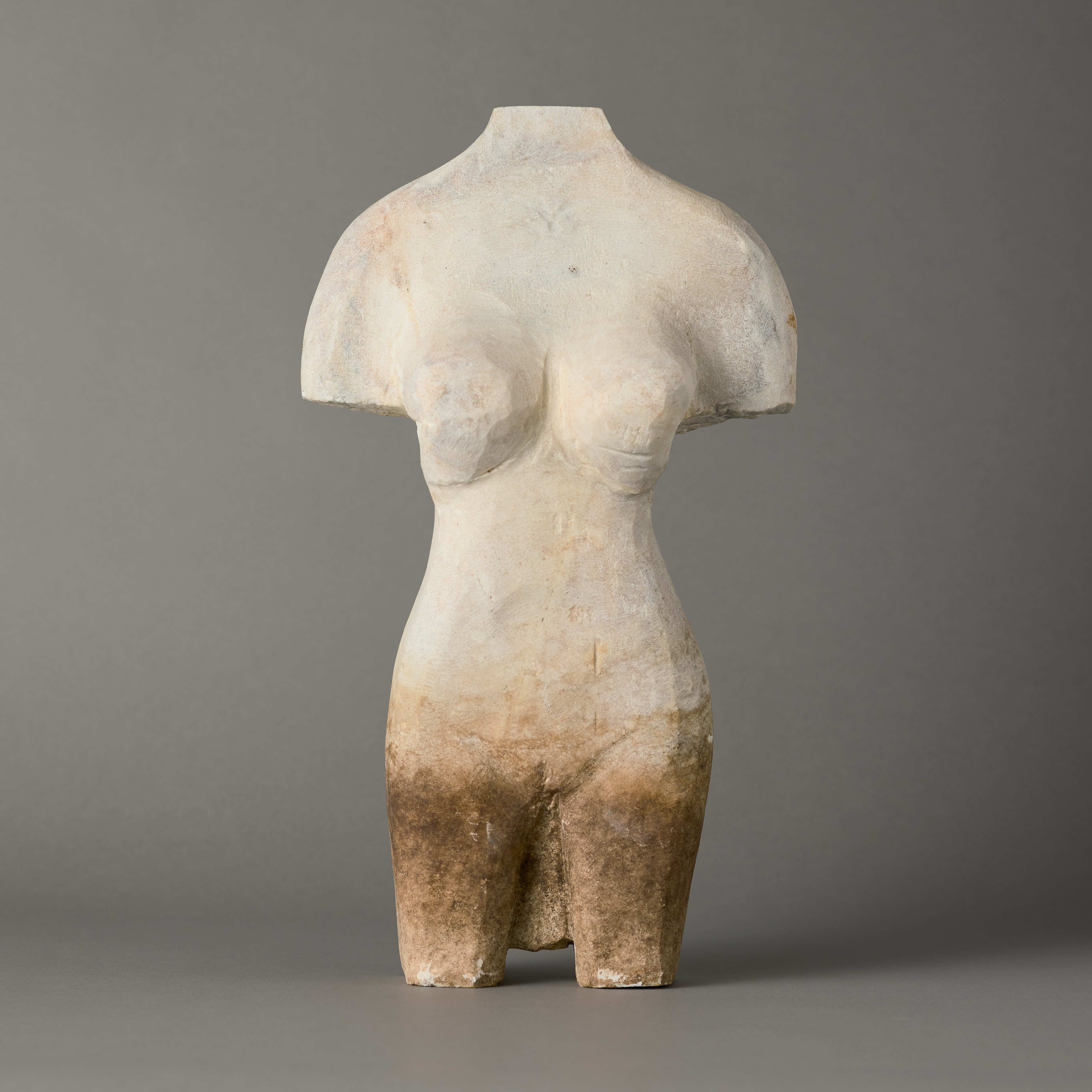 Hand-Carved Female Torso Stone Sculpture