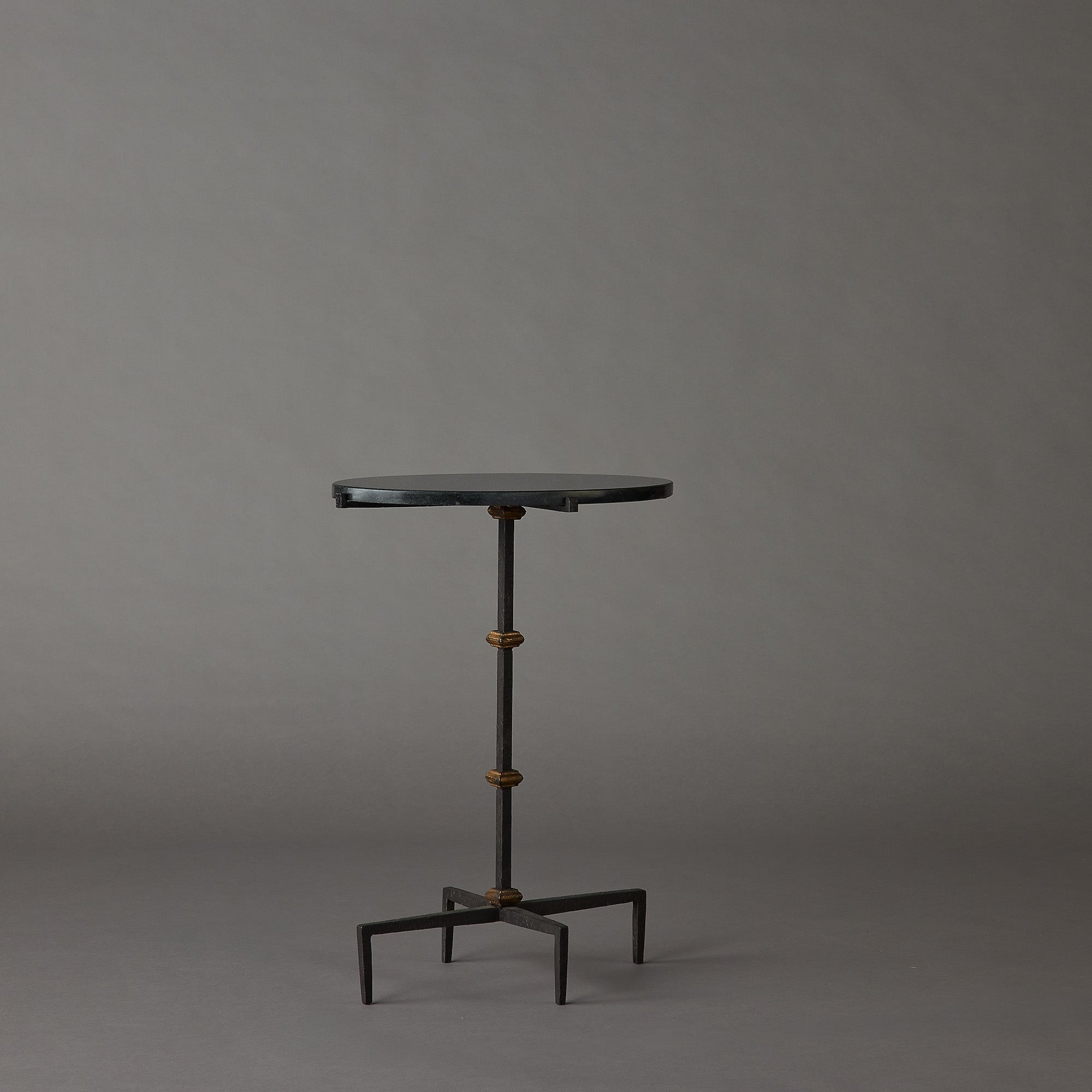 Iron Side Table | Oval Black Granite Top