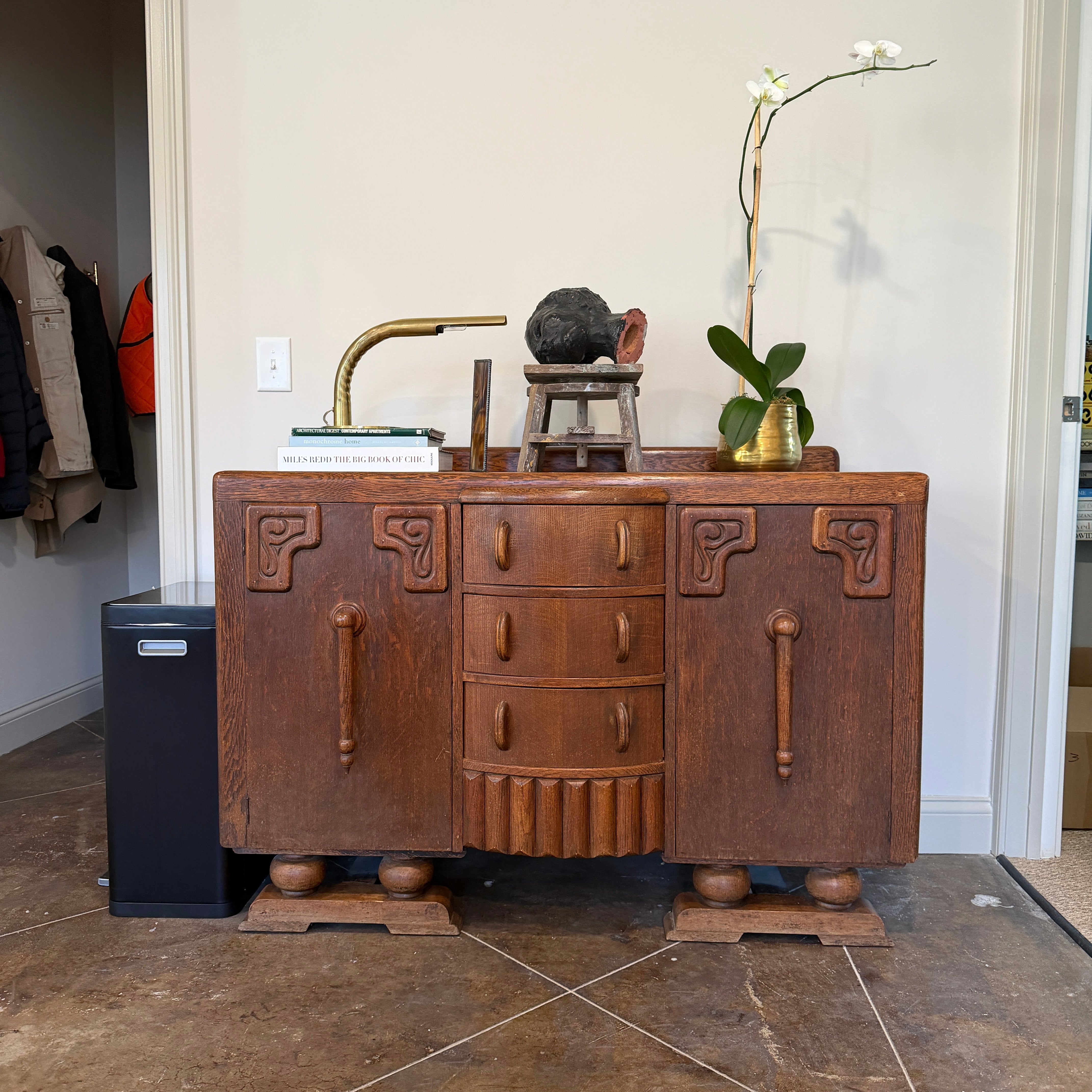 Vintage Carved Oak Sideboard