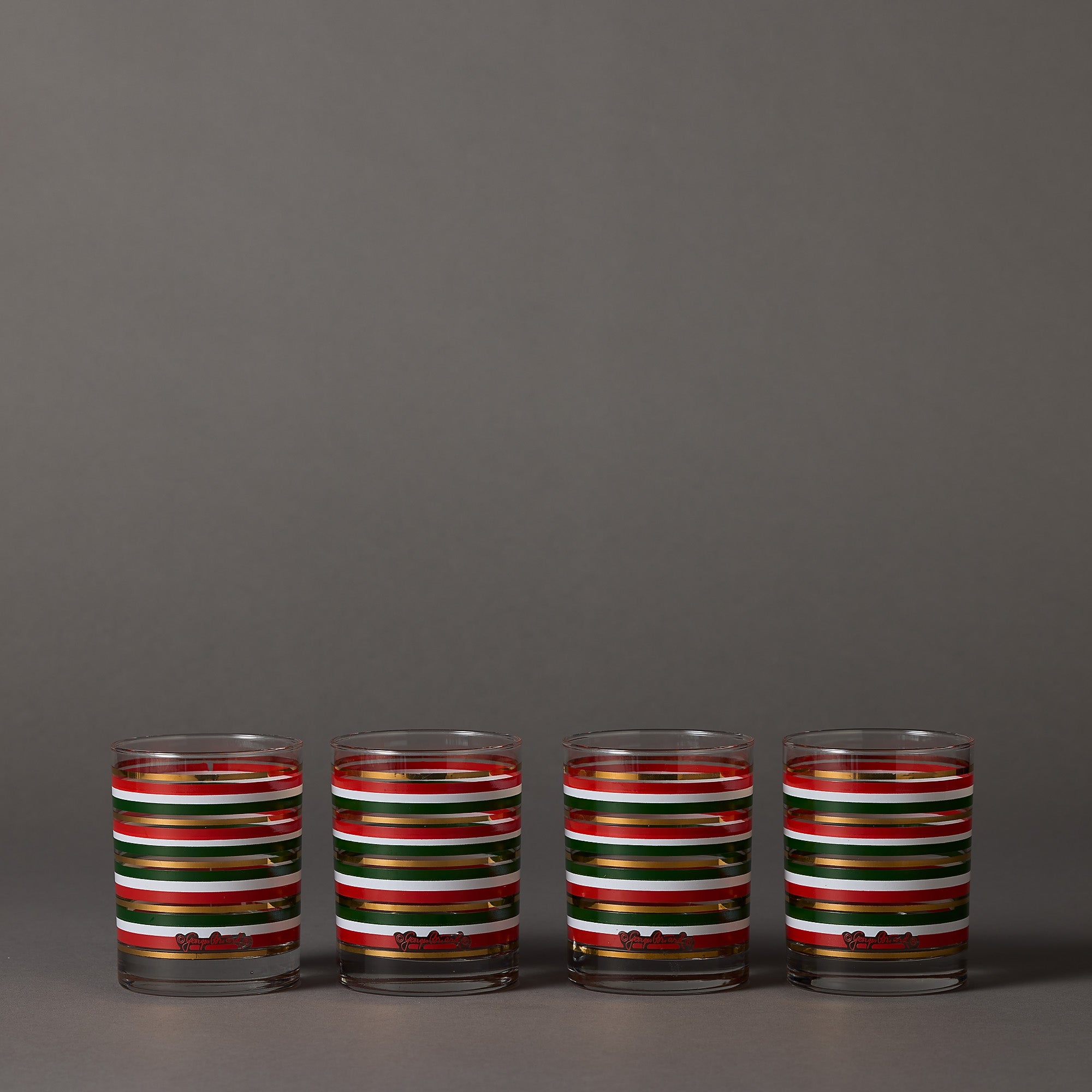 Vintage Georges Briard | Holiday Double Stripe | Set of 4