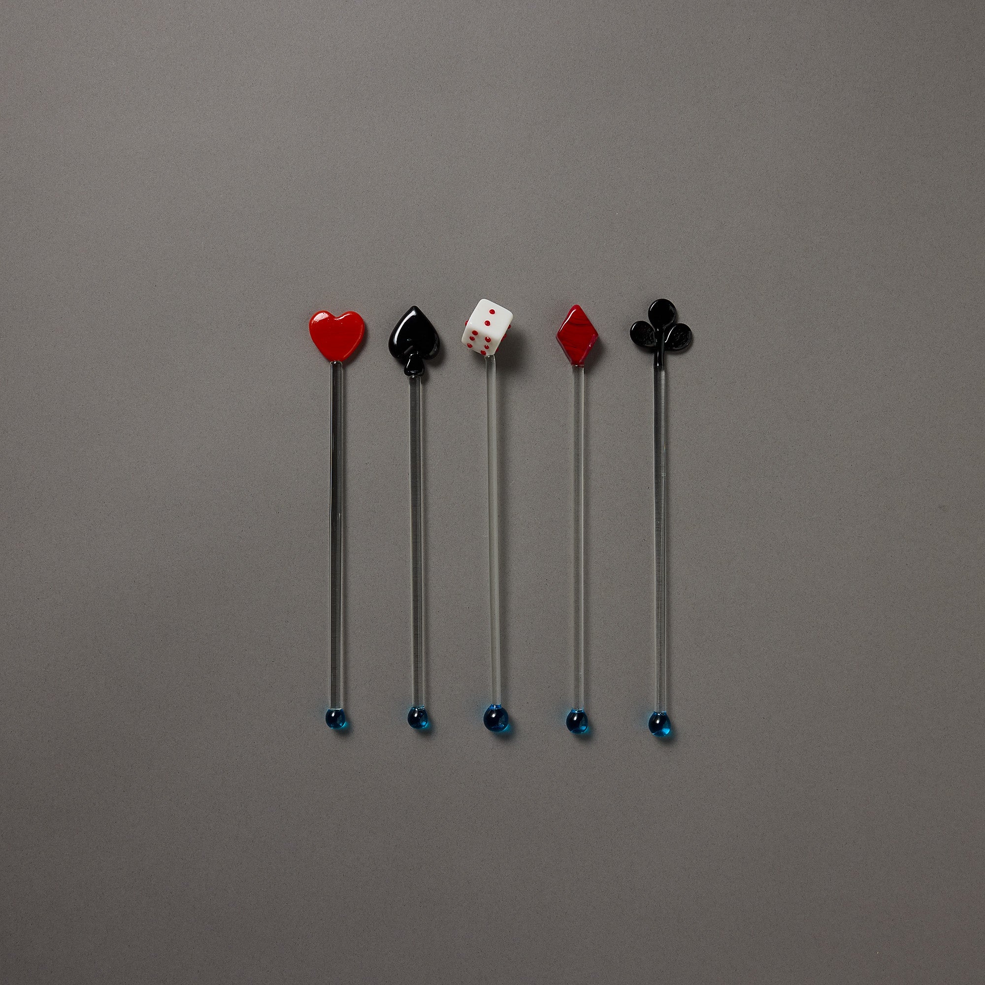 Vintage Glass Card Set Cocktail Sticks