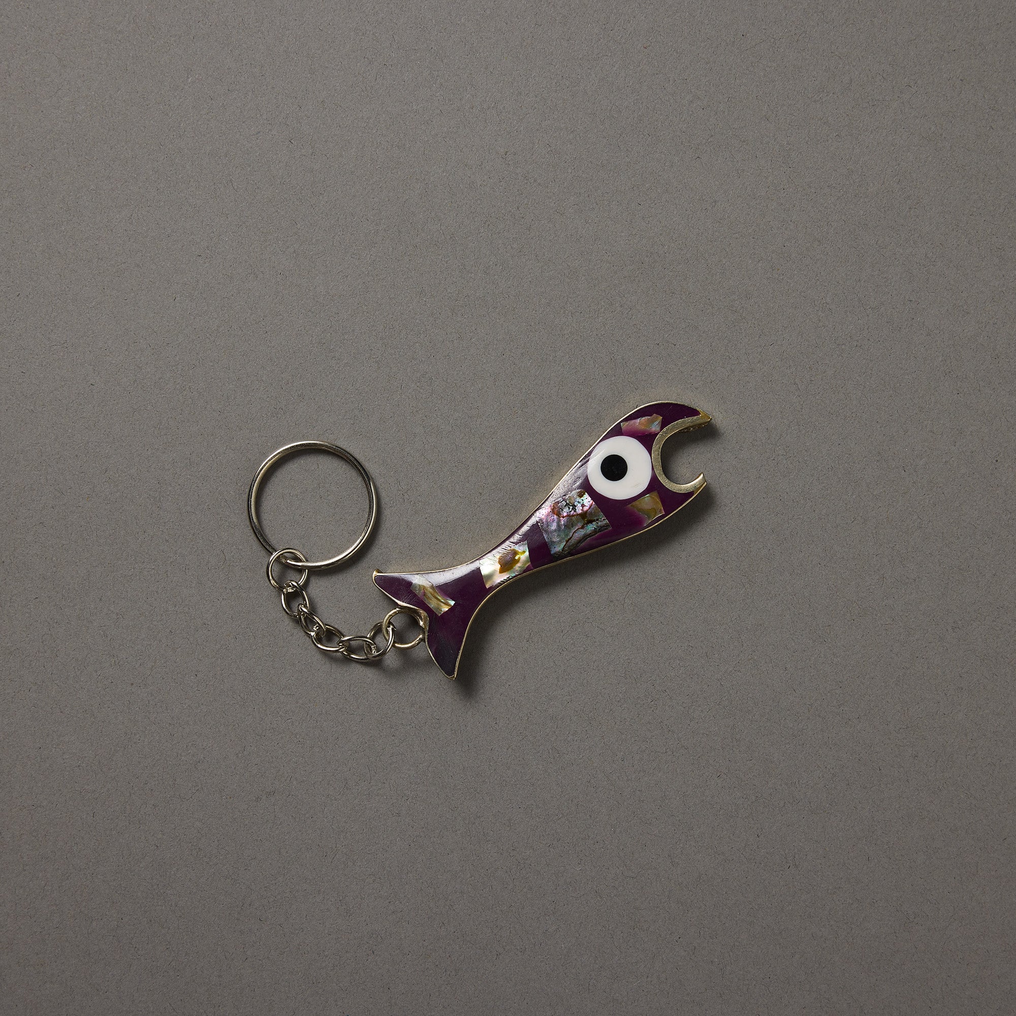 Vintage Purple Inlay Fish Keychain