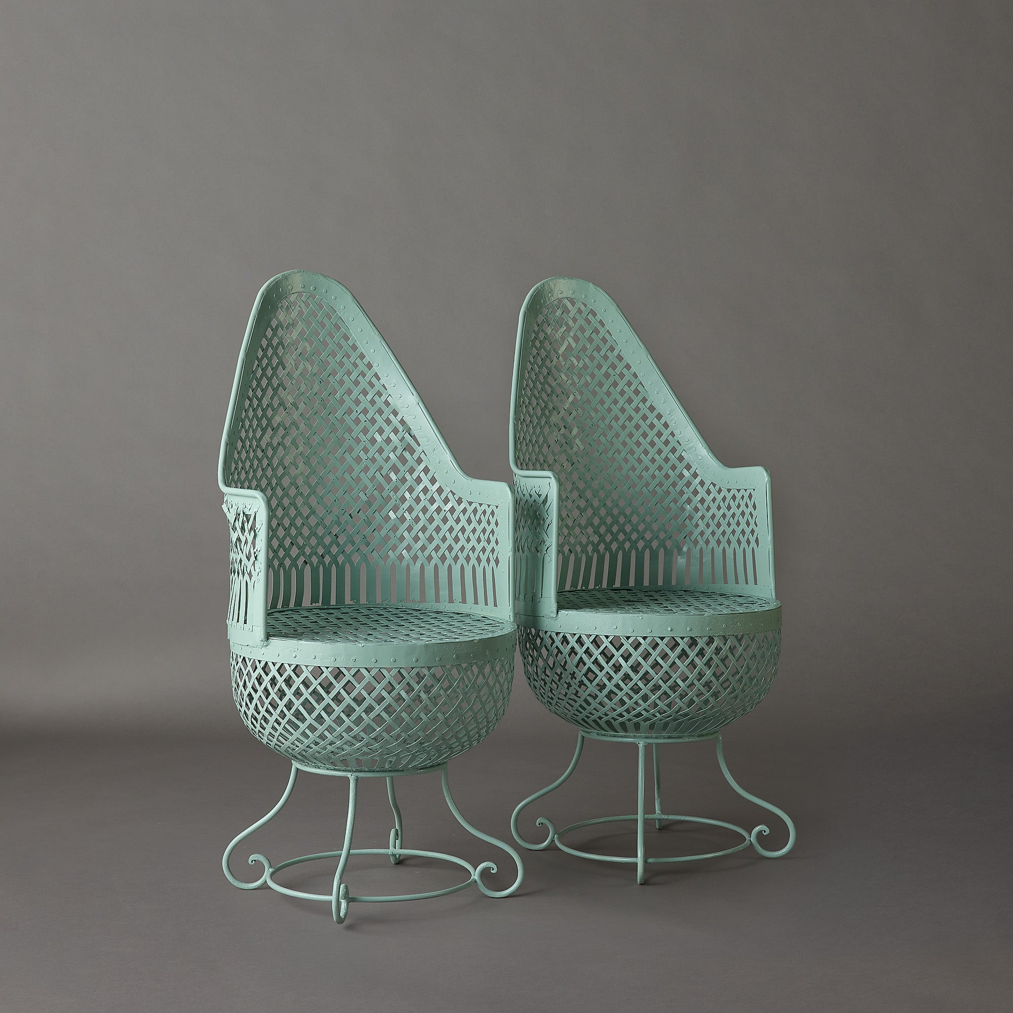 Antique Woven Garden Chairs | Pair