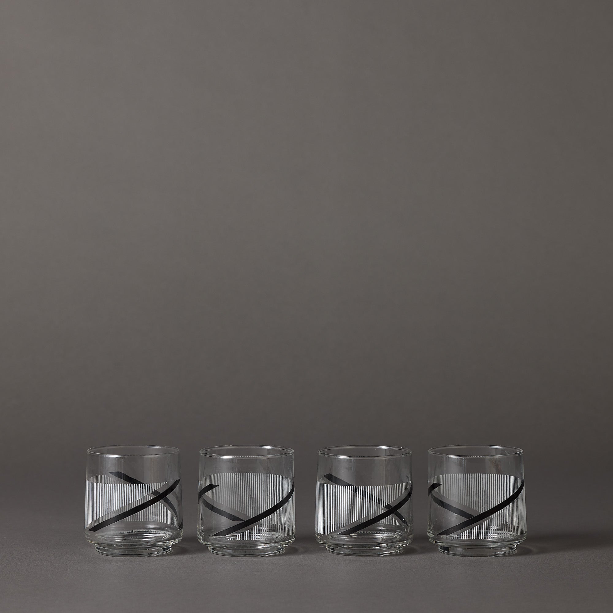 Crisa Spiral Swirl Black and White Rocks Glasses | Set of 4