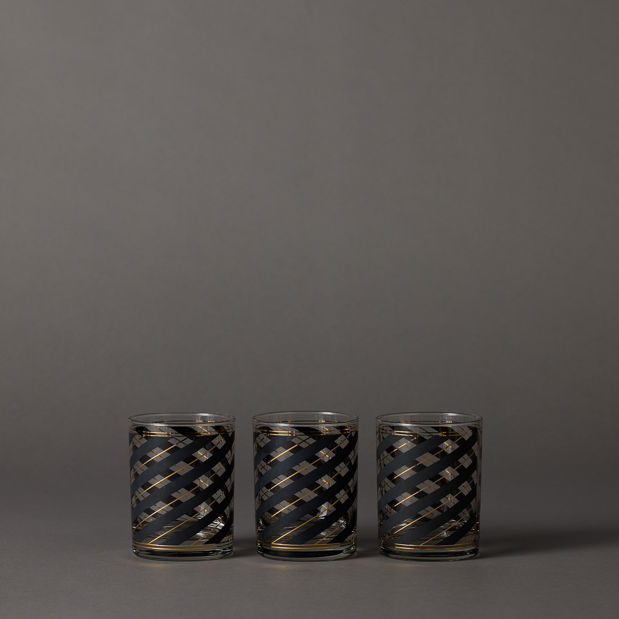 Vintage Culver | Brown and Silver Geometric | Set of 4