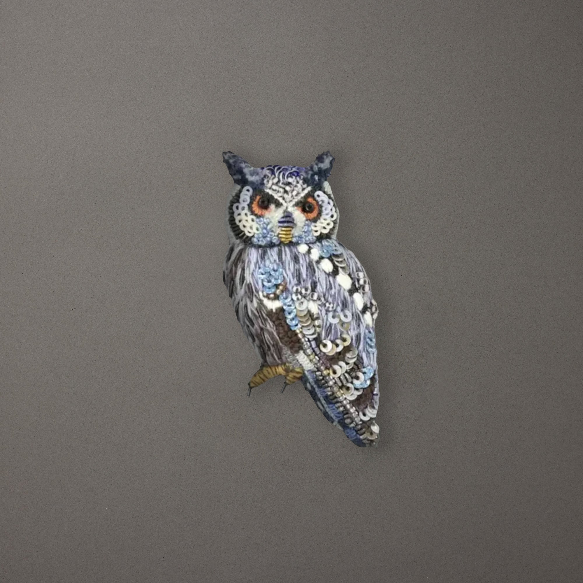 Southern White Faced Owl Brooch Pin