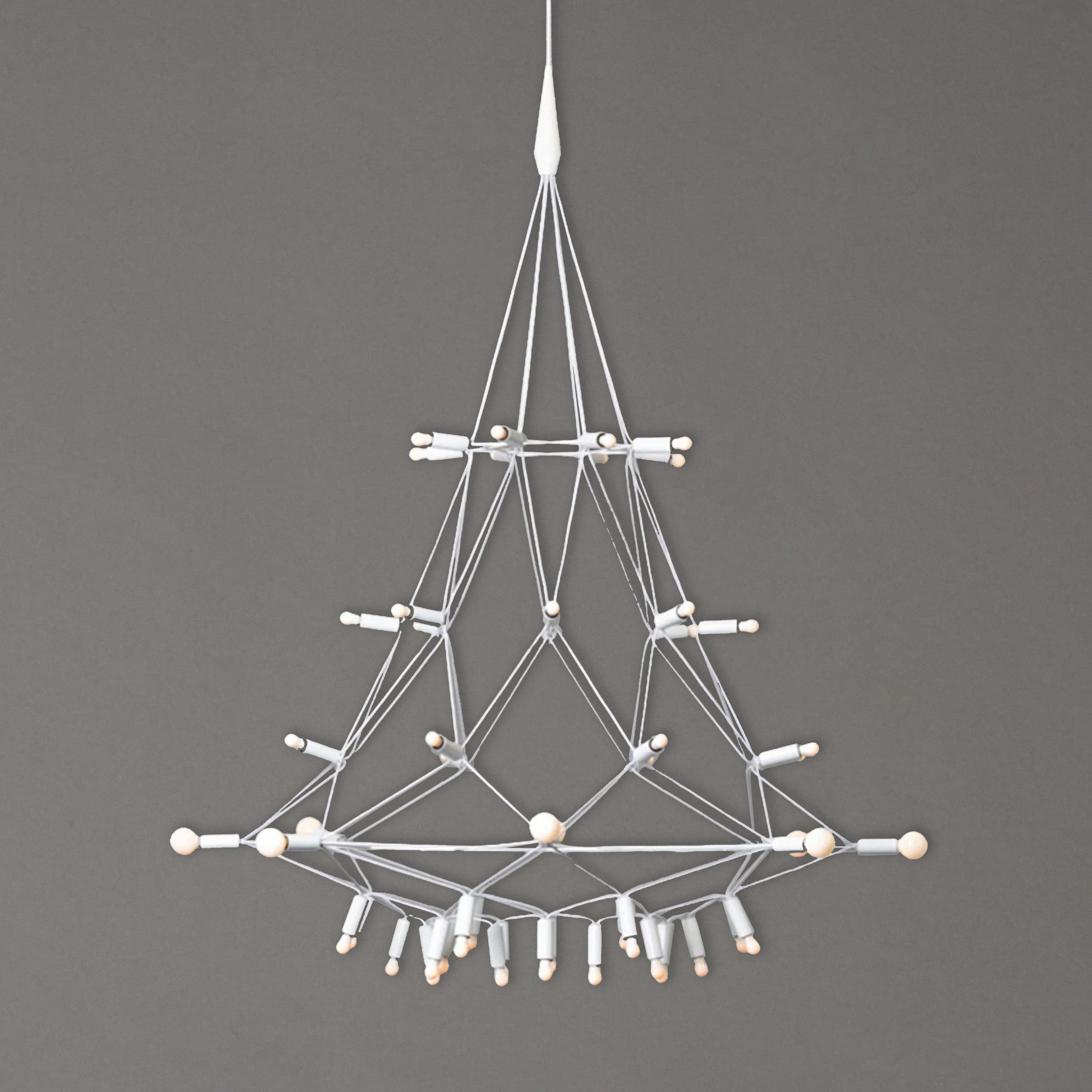 Geometricchandelier with white and gray structure by Patrick Townsend on a dark gray background