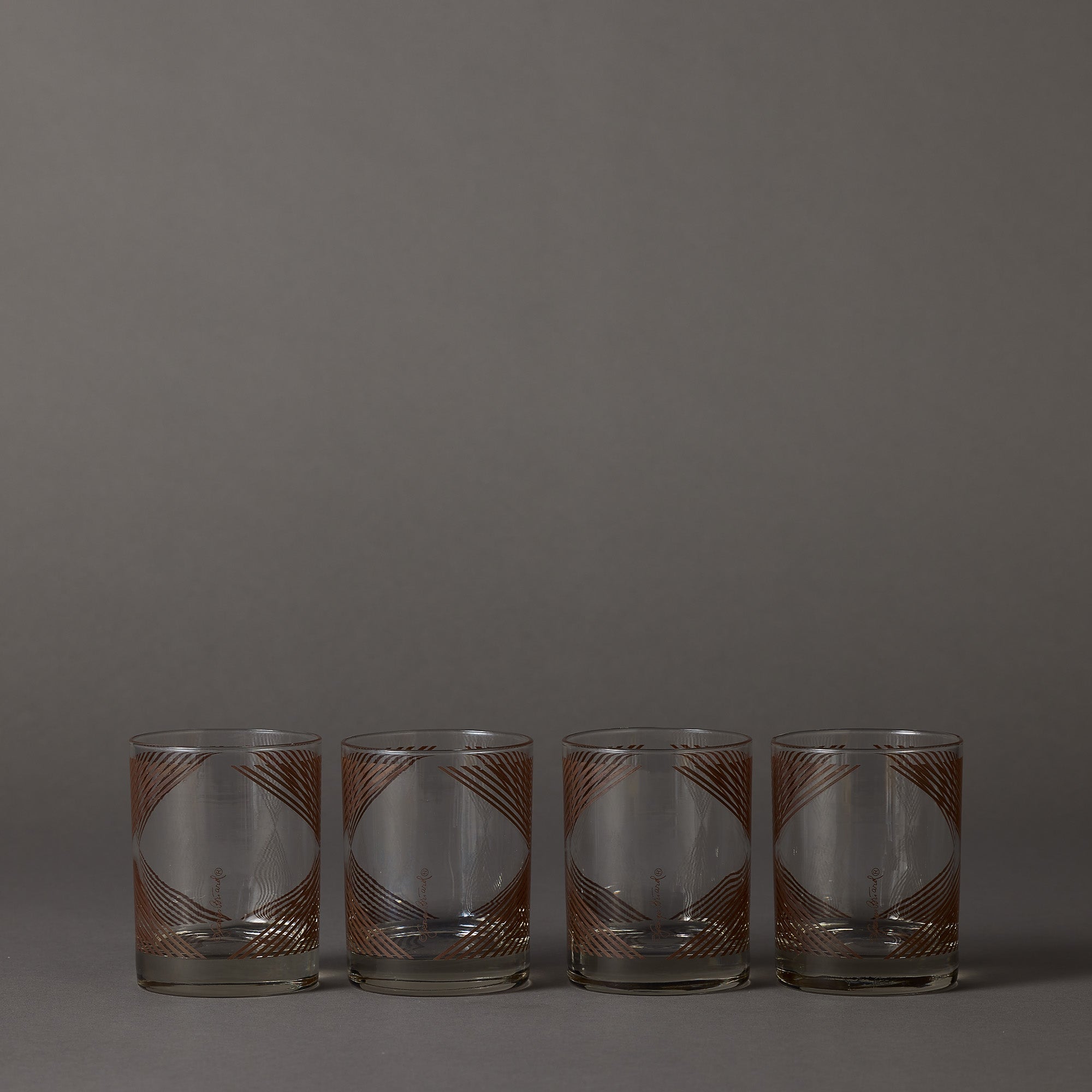 Vintage Georges Briard | Brown Chevron | Set of 4