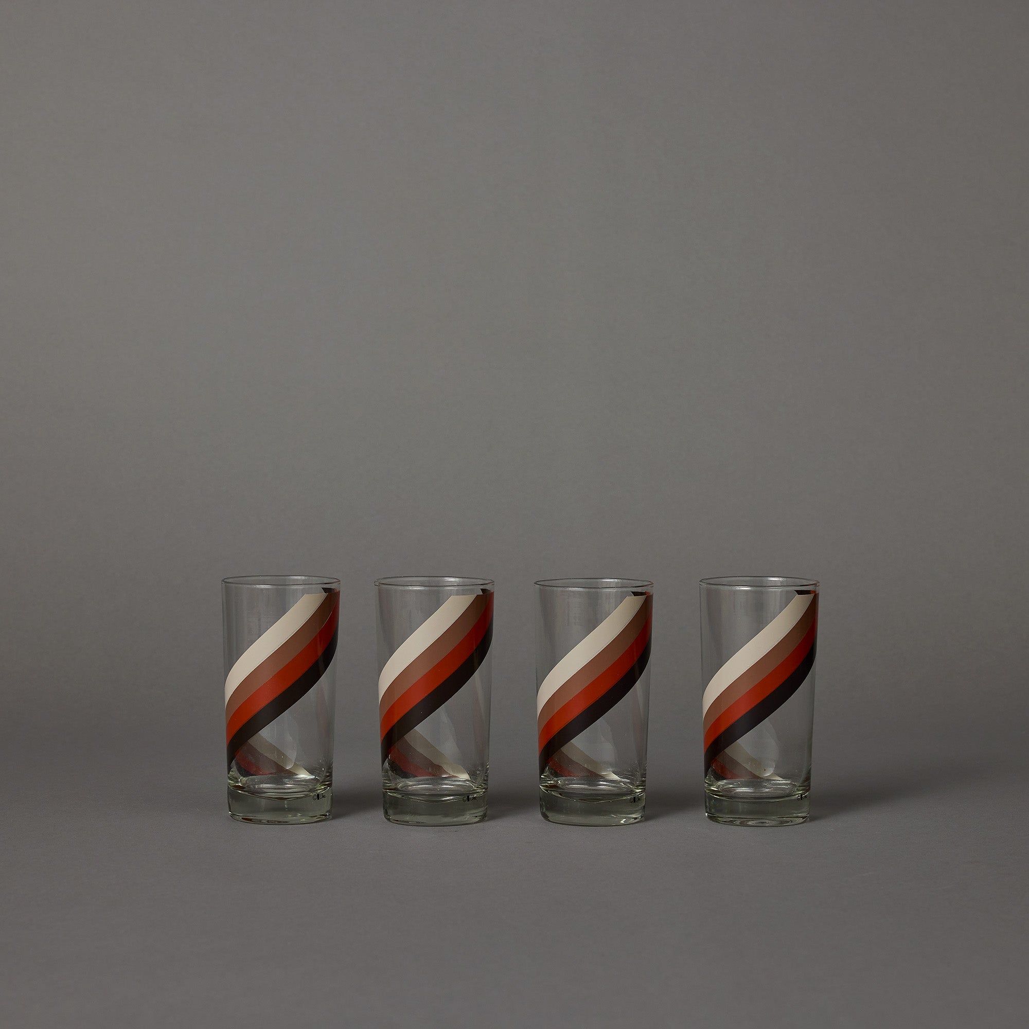 Vintage Striped Highball Glasses | Set of 4